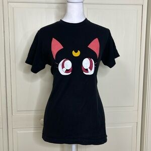 ANIME Bento Women's Guardian Cat-Sailor Moon Black Pullover T-shirt Size S
